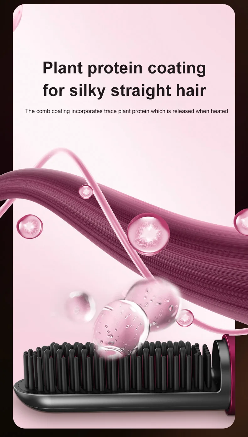 Professional Cordless Hair Straightener Comb LED Display Portable Wireless Rechargeable Hair Straightener Brush