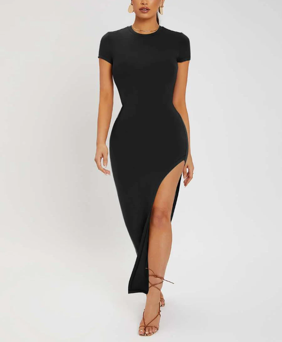 black white casual dress Miss Circle Women Ignacia Office Casual Black and White Halter Mini A-line Dress
