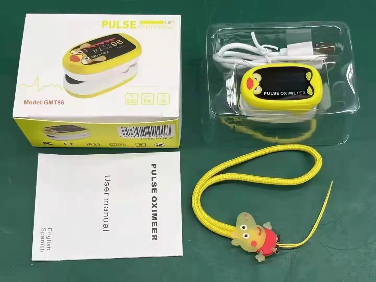 Children fingertip pulse oximeter Rechargeable Finger Pulse Oximeter TFT Screen Display Oximeter Devices
