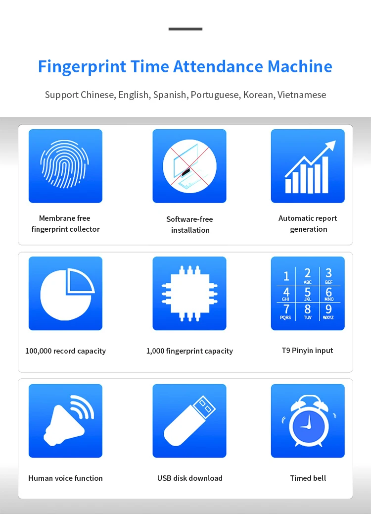 F01 Biometric Attendance System with Software Free&Colorful Display