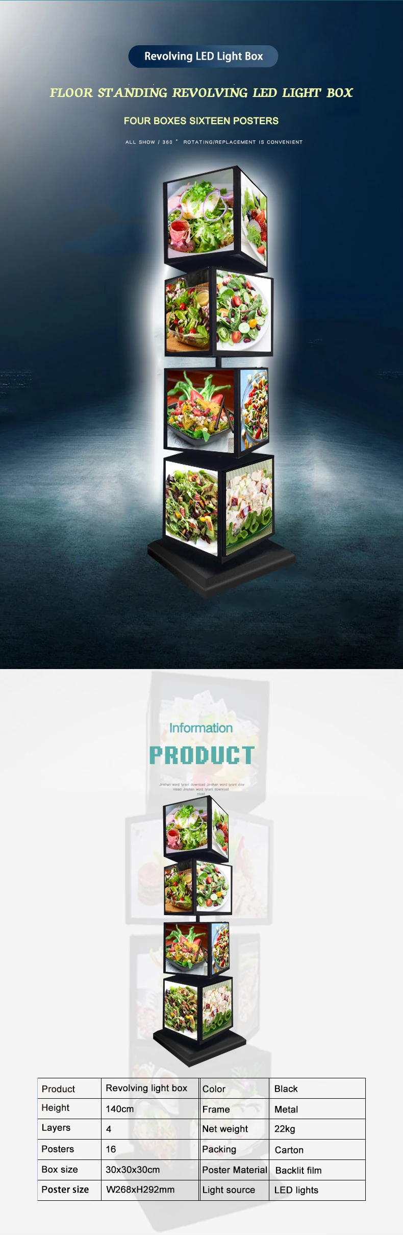 Rotating LED Light Box - 4 Layer Revolving Display Stand for Bag ...