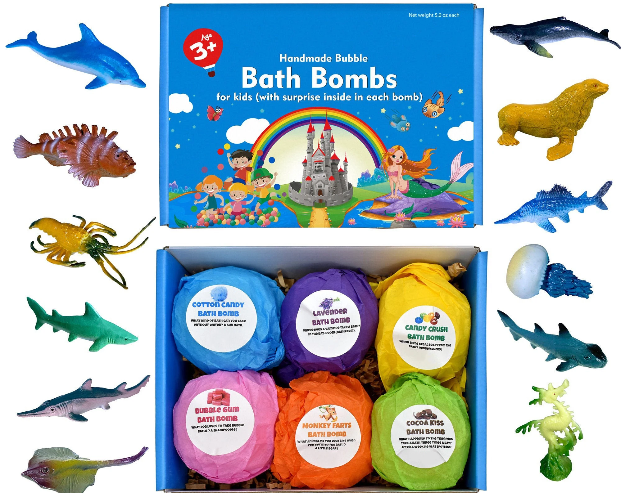 6 Bath Bombs With Sea Animals Toys Inside - Buy Bath Bombs For Kids