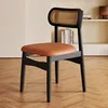 Legno massello nero - rattan - pelle in microfibra arancione