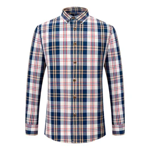 Men's 100% Cotton Twill Plaid Shirt Single Breasted Long Sleeve Work Casual Style for Spring & Autumn New Collection