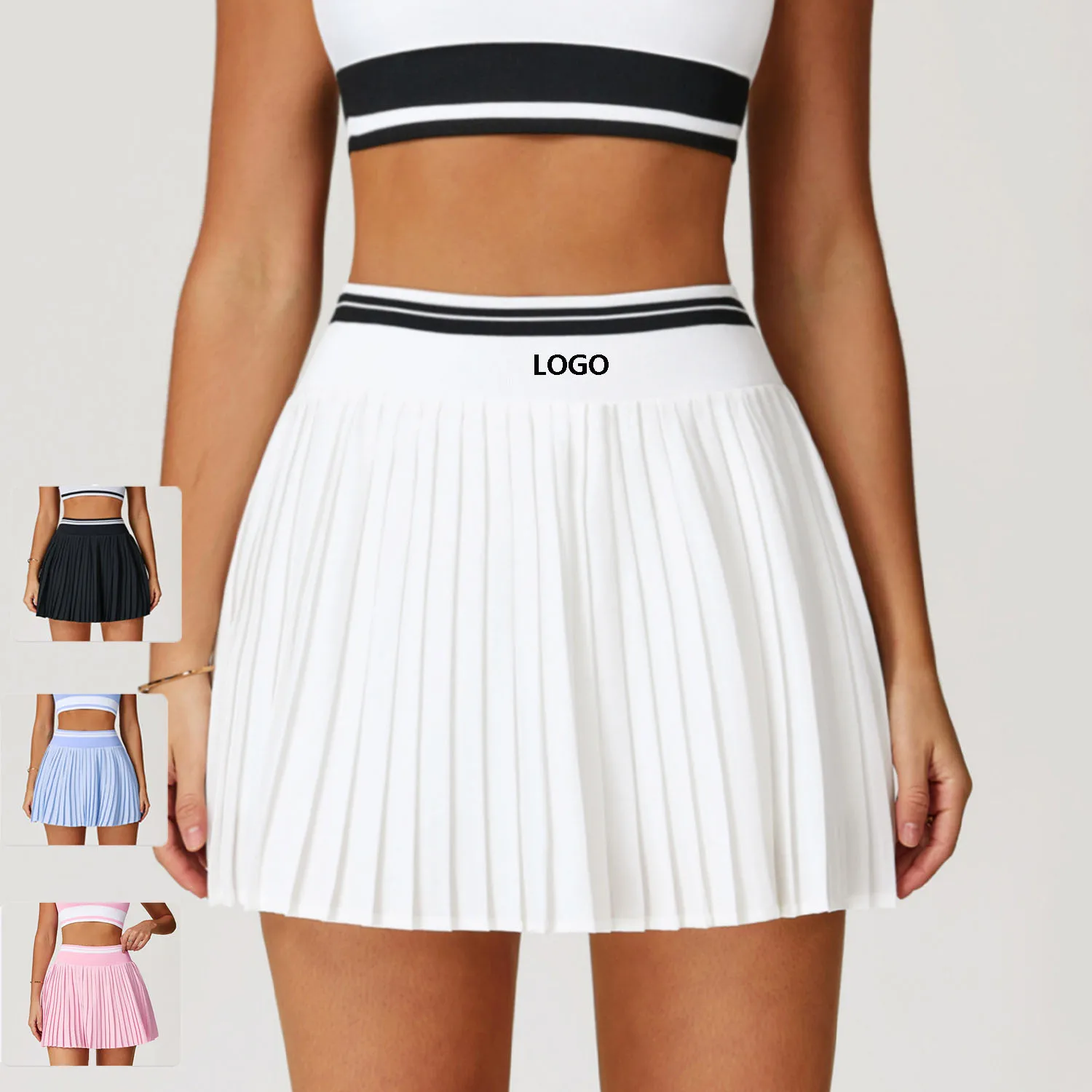 新品　WR NYLON 3D LOGO PLEATED SKIRT Shop Our Custom Logo Women's Skirts - Elegant & Functional