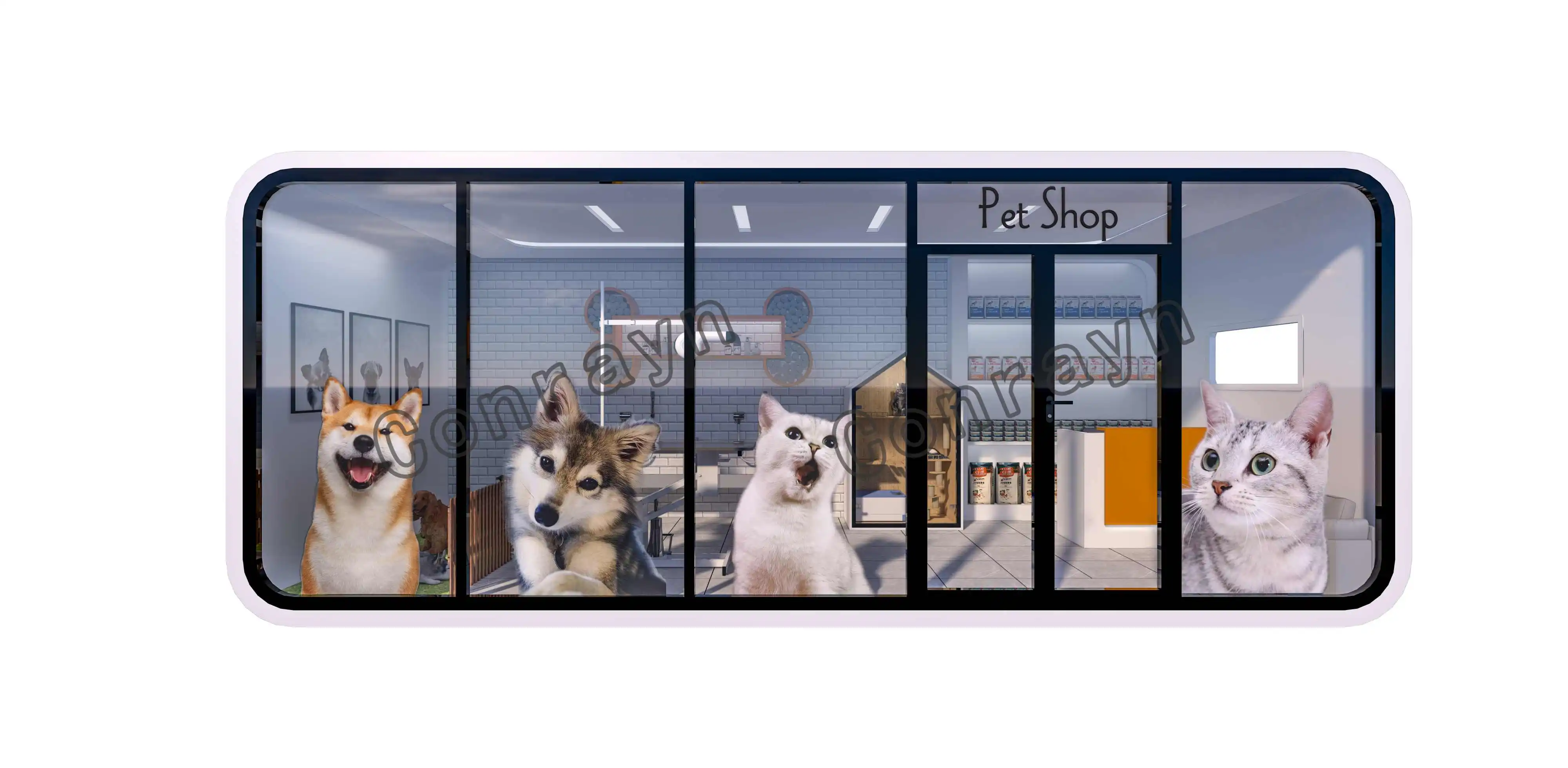 Pet Shop Pet Grooming Salon Prefab House Modern Durable
