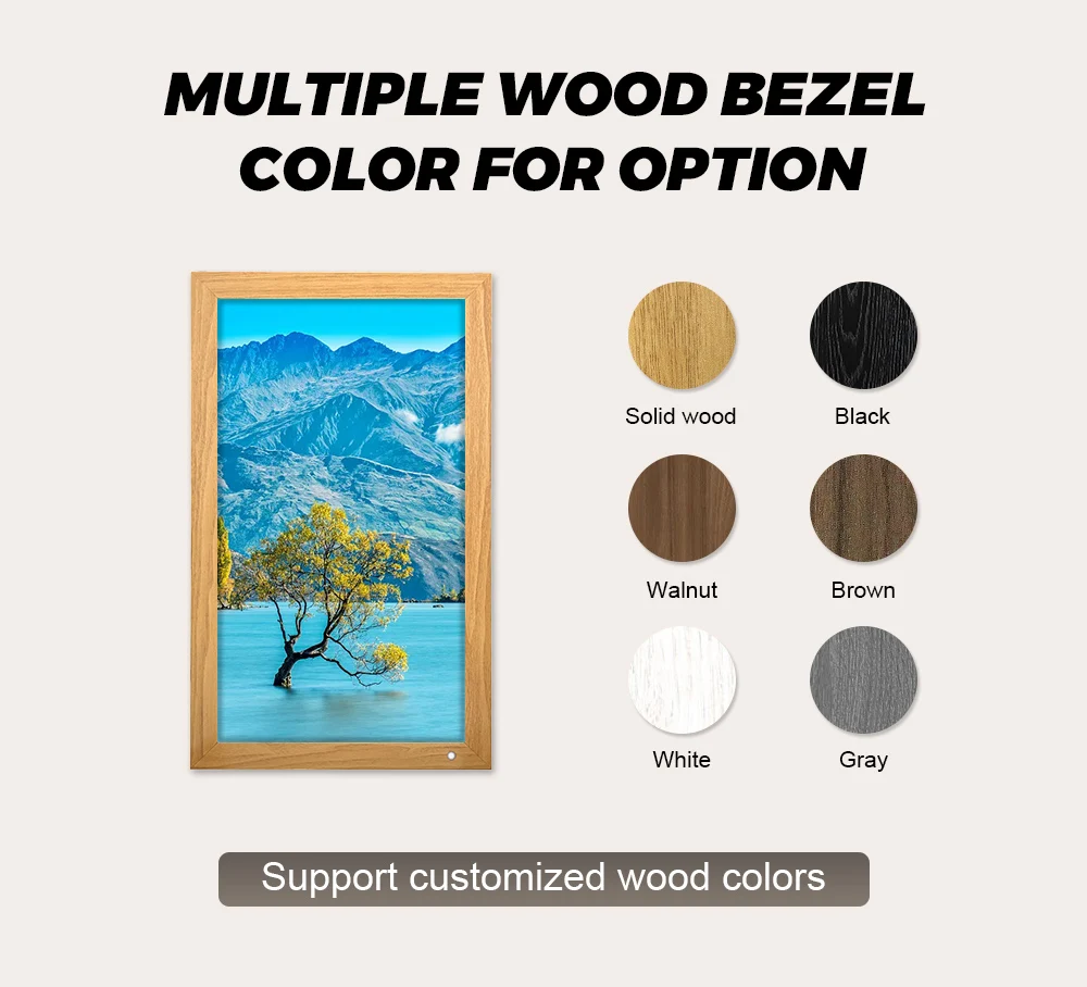 Wholesale Digital Photo Viewer Ultra Slim 21.5 Inch Picture Wood Photo