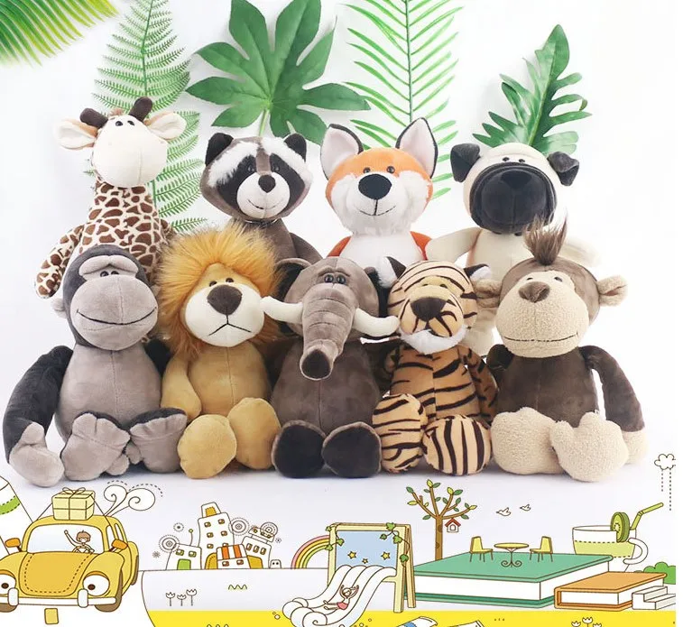 Мини-сафари животные зоопарк джунглей милые плюшевые слон обезьяна жираф леопард Лев тигр бегемот олень для дня рождения
