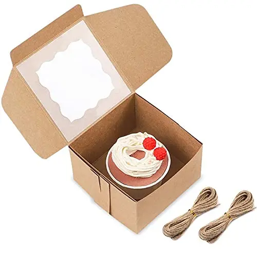 Custom Wholesale Biodegradable Kraft Paper Boxes Food Packaging Container With Clear Pvc Window For Salad Chocolate Cake details