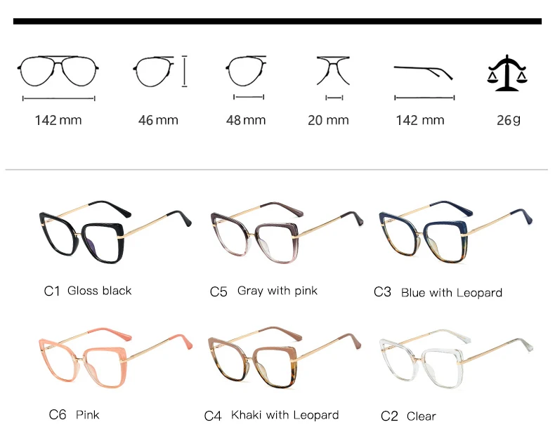 New Retro Classic Optical Frames Female Anti-blue Light Glasses Metal ...