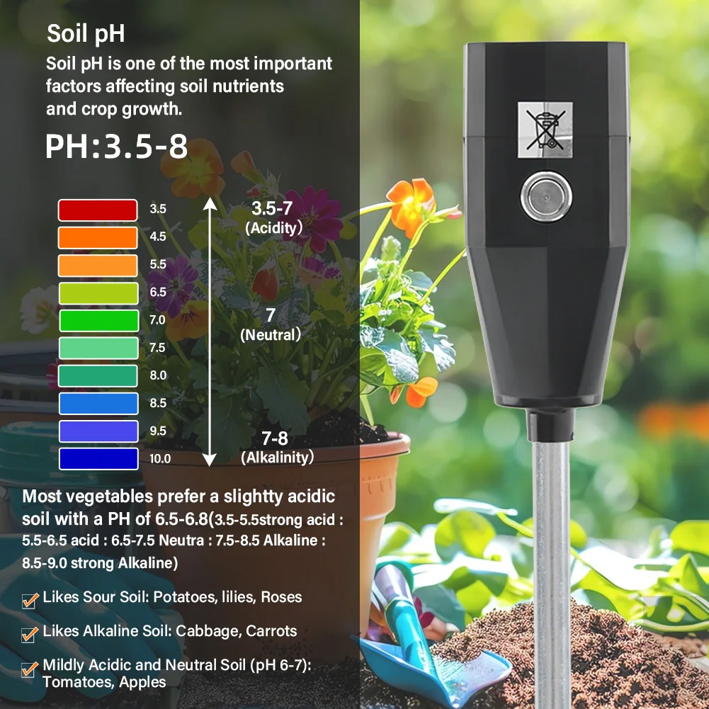 2 in  1 Soil ph and Moisture Meter with  150mm Long Electrode Probe