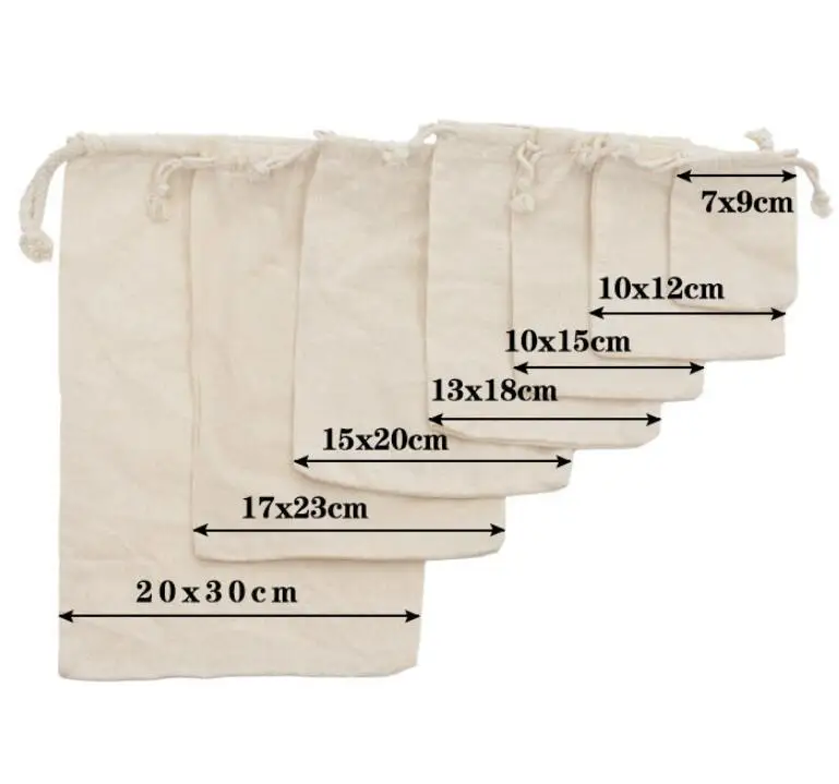 Eco Friendly Cotton Pouch Muslin Sachet Bag Reusable Natural Cotton