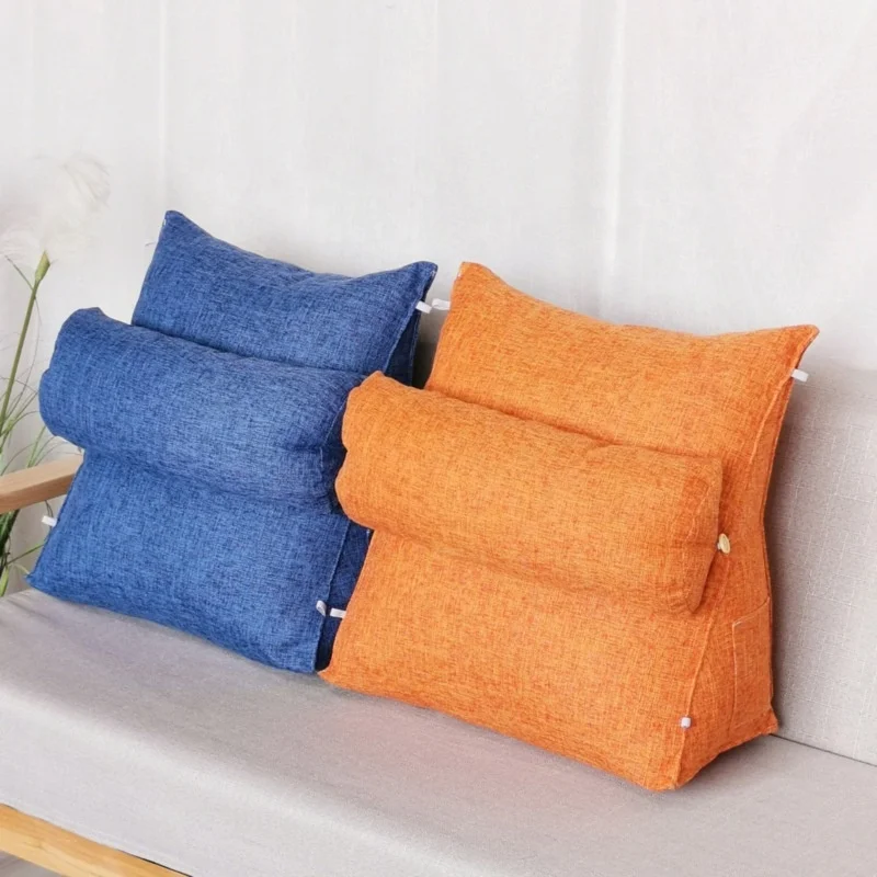Cuscino A Cuneo Per Letto E Divano 100x55x15 Cm – 6 Pezzi – Cuscino Lombare Impermeabile Con Federa Rimovibile – Arancione