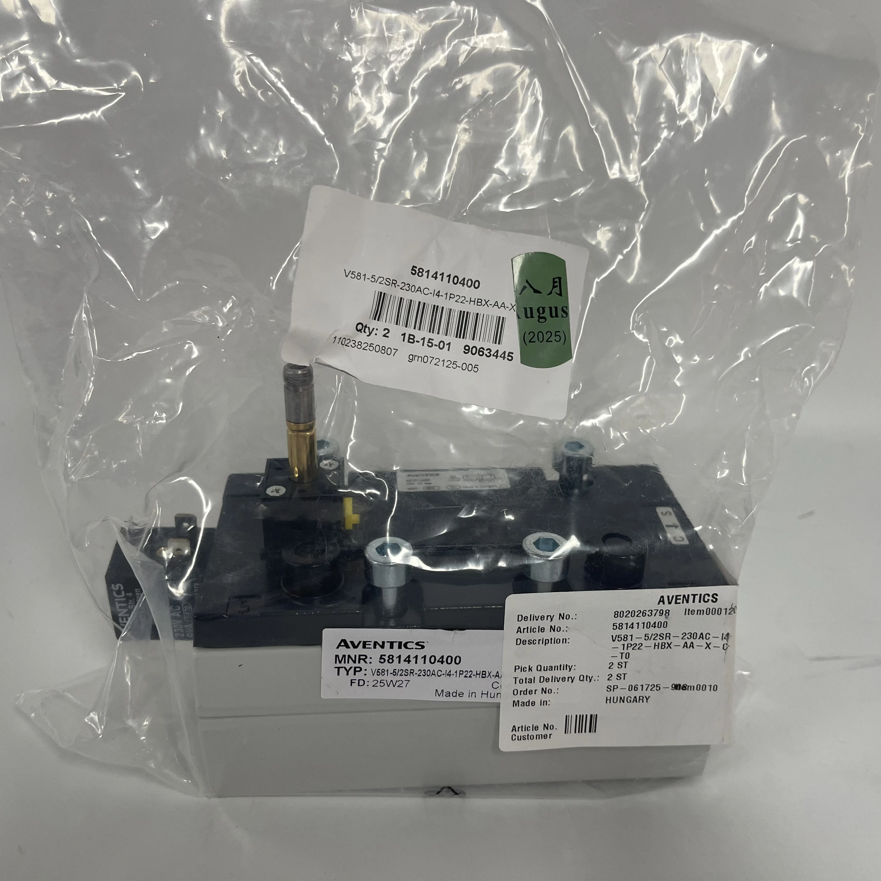 AVENTICS Pneumatic Valve 5814110400 TYP: V581-5/2SR-230AC-I4-1P22-HBX-AA-X-C-T0 AVENTICS Pneumatic Valve 5814110400 TYP: V581-5/2SR-230AC-I4-1P22-HBX-AA-X-C-T0