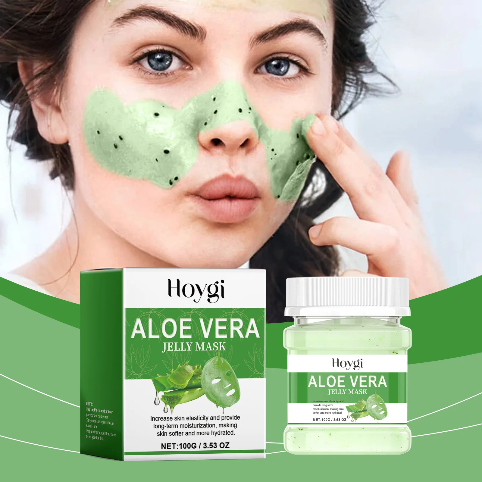 HOYGI Moisturizing Deep Cleansing Soothing Repairing Peel Off Natural Aloe Vera Jelly Facial Mask Powder