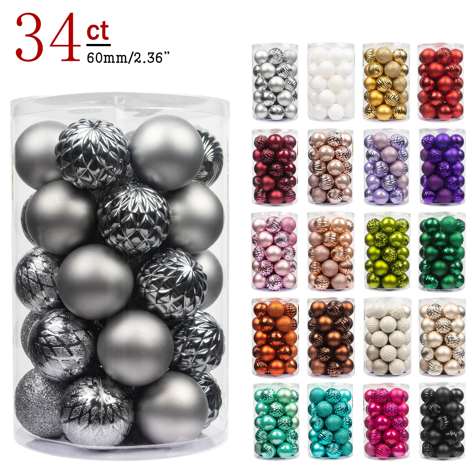  34ct Purple Mini Christmas Ball Ornaments Shatterproof Plastic  Christmas Tree Decorations for Xmas Party Home Office Holiday Decor -Small  Size (1.57/ 40mm) : Home & Kitchen