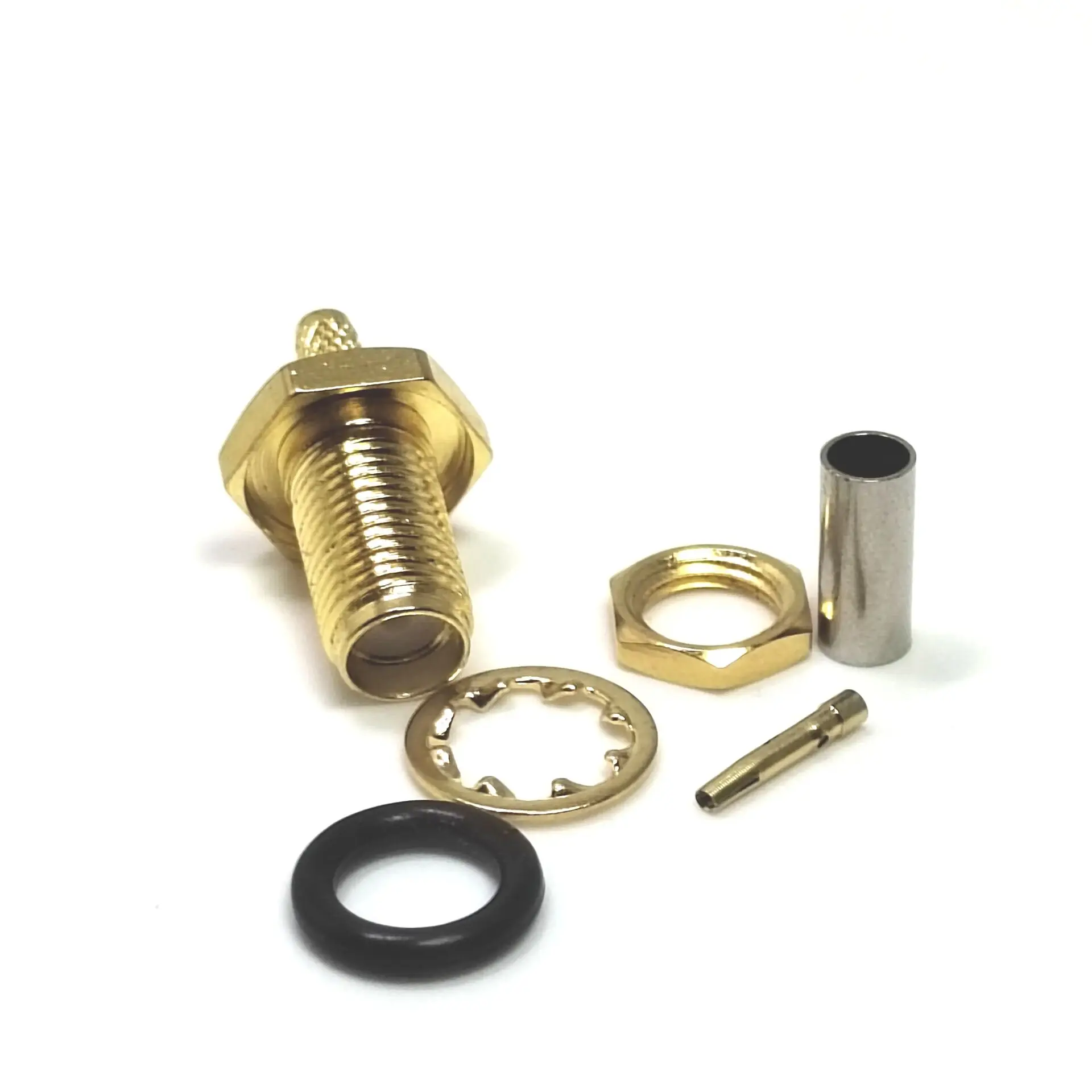 Factory supply gold plated sma female jack bulkhead waterproof copper straight 1.37mm  cable rf connector SMA Converter details