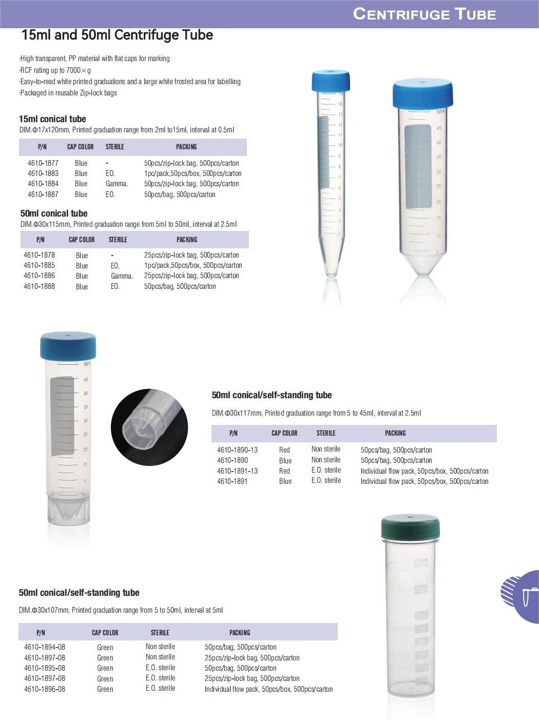 Labtex Centrifuge Tube 50ml Iso 50ml Lab Centrifuge Tube Polypropylene