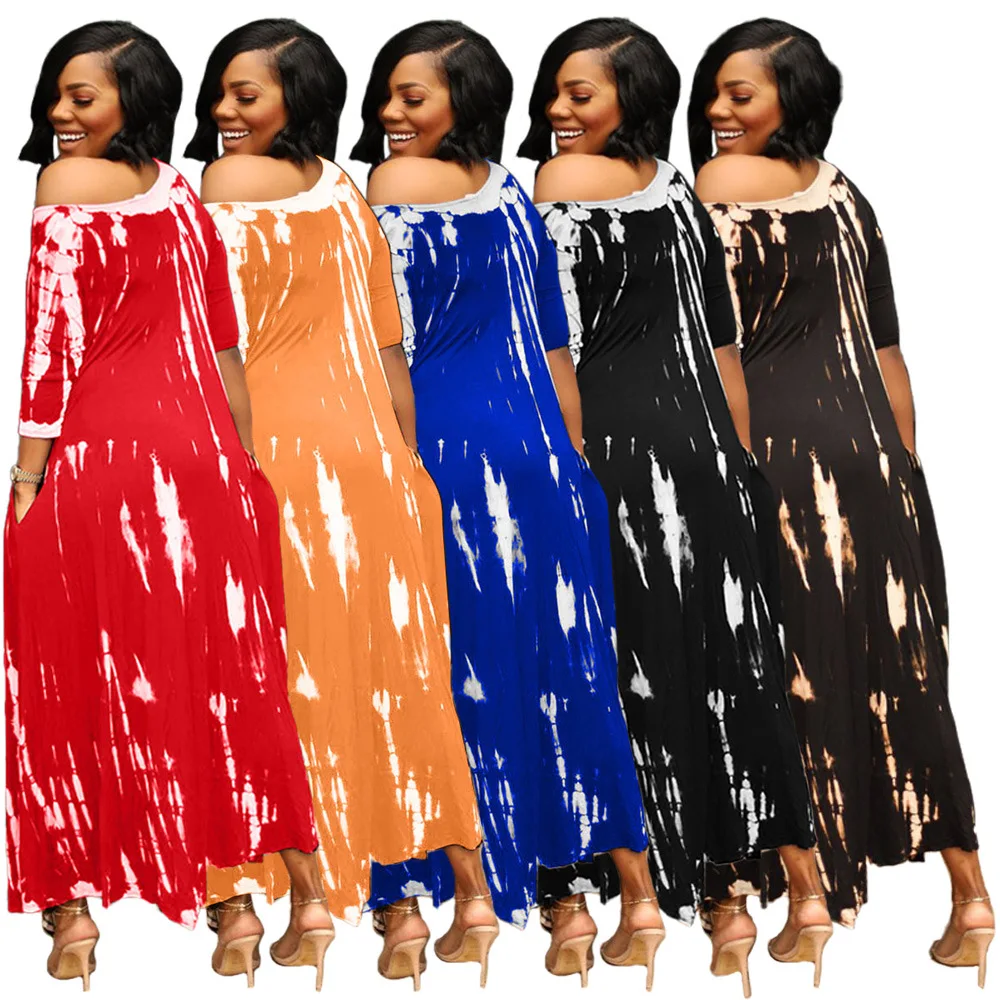 2021 Summer Plus Size High Quality Midi Dress Women Tshirt Dresses Loose Floral Midi Dress