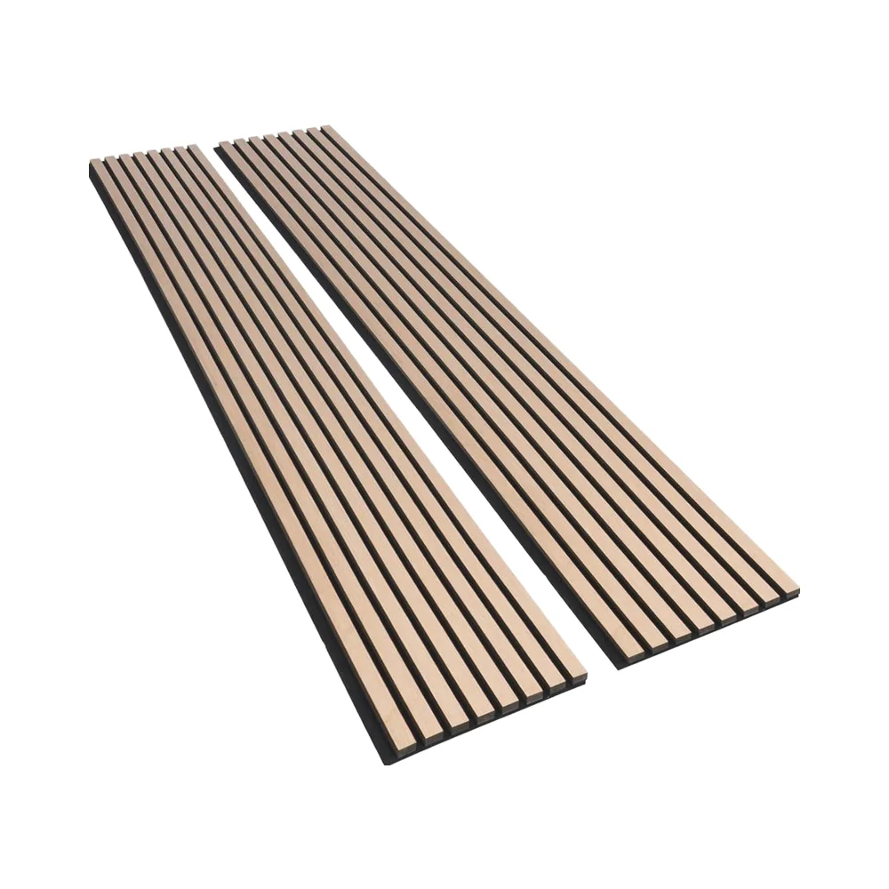 Modern 3D White Oak Fluted Acoustic Wood Slat Wall Panel Sound Absorbing Interior Wall Decor for Hotel & Hospital Ceiling Wall