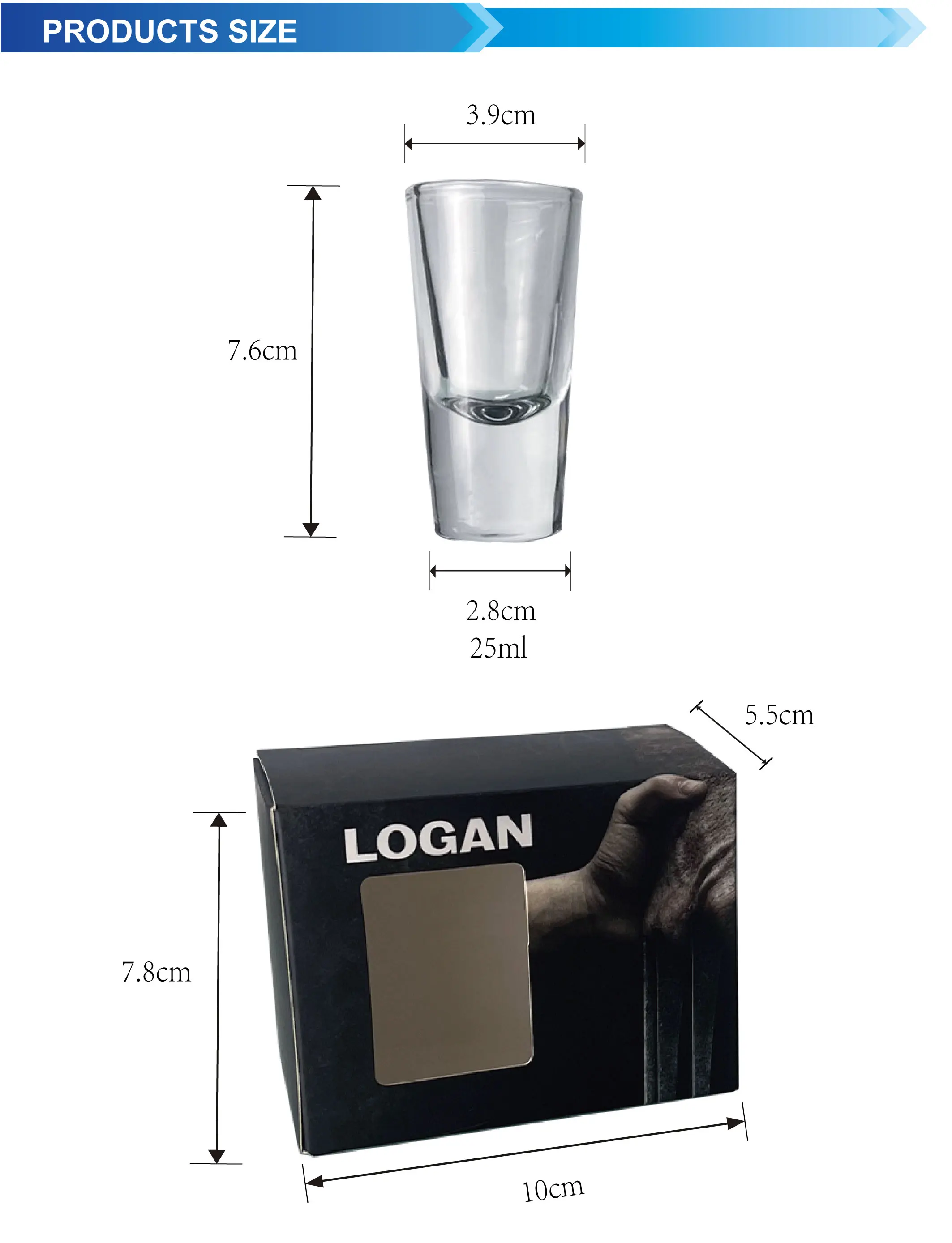 Low Moq Printing Logo 25ml Clear Mini Shot Glass Thick Bottom Custom Shot Glasses Set With Gift