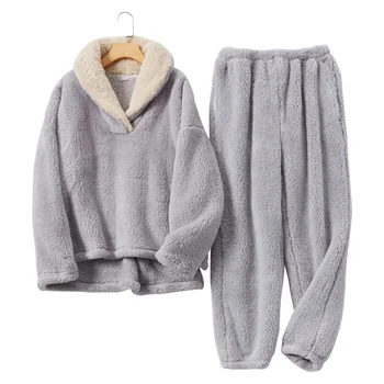 Long Sleeve Pajama For Women Plus Size Sleepwear Women coral Fleece Ladies Pyjamas Pajama Sets For Lady