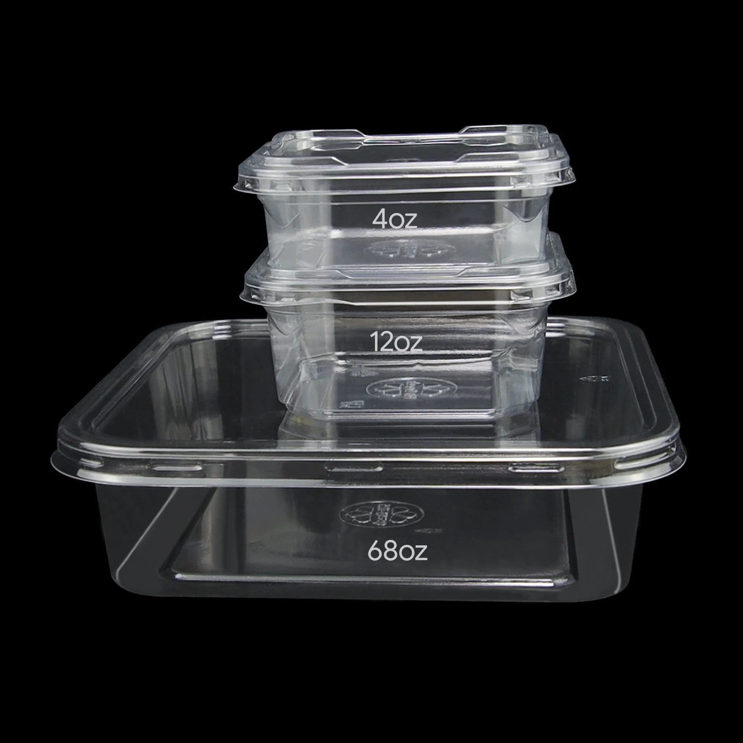 Food-Grade Transparent 4/8/12/16/68oz Cake Box Packaging RPET Plastic Clamshell Dessert Containers