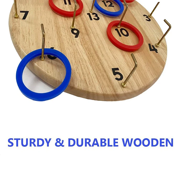 Outdoor Indoor Wooden Hanging Hookey Board Ring Toss Game Wall Hookey