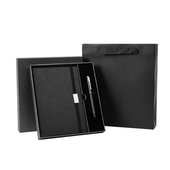 New creative gift luxury corporate business giveaway items A5 pu leather diary Diary Planner Agenda Notepad and pen gift set