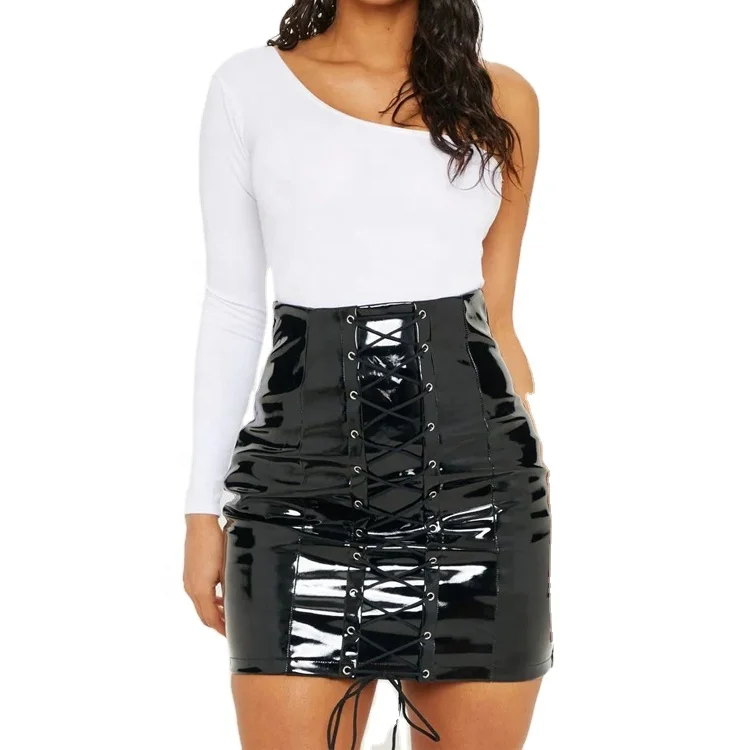 High Waisted Circle Skirt Vinyl Girl Fancy Sexy Black Vinyl High