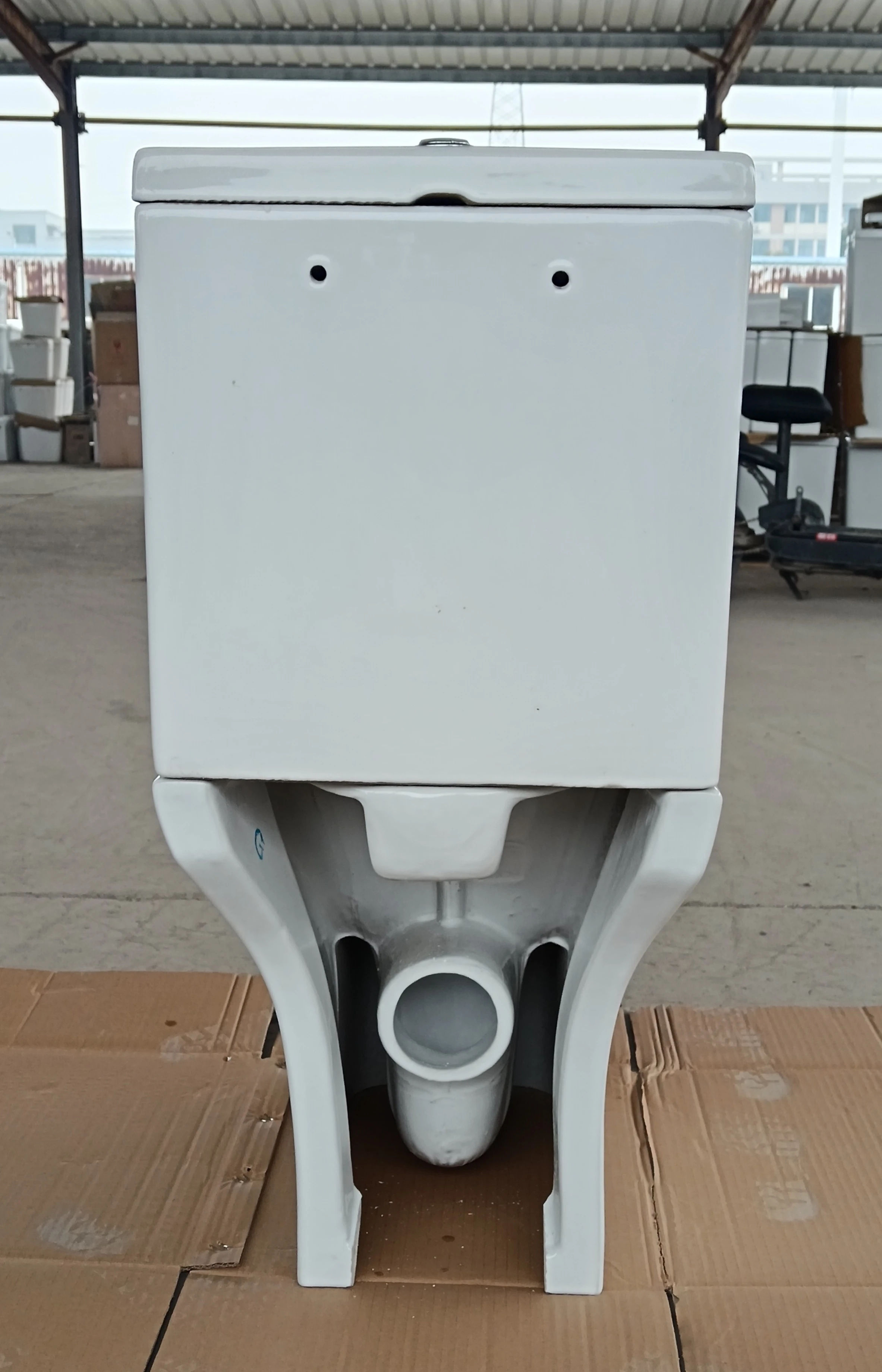 Modern Square Shape European Sanitana WC Toilet Bowl Commode No Rim 2pc Ceramic Floor Mounted Washdown Water Closet