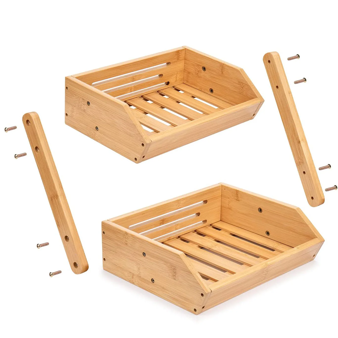 Kitchen Counter Organization 2tier Bamboo Vegetable Fruit Basket