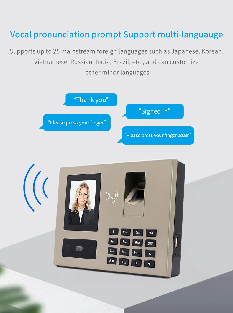 Web Biometric Real Time Clock Fingerprint Attendance Face Fingerprint ID Card Attendance Machine Access Control System with SDK