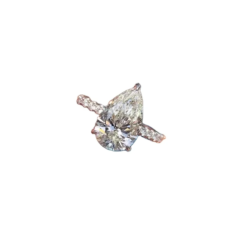 Винтажный бутик 3CT Грушевый бриллиант 9k 10k 14k однотонный белый золотой 925 Серебряный муассанит обручальное кольцо Свадебные украшения