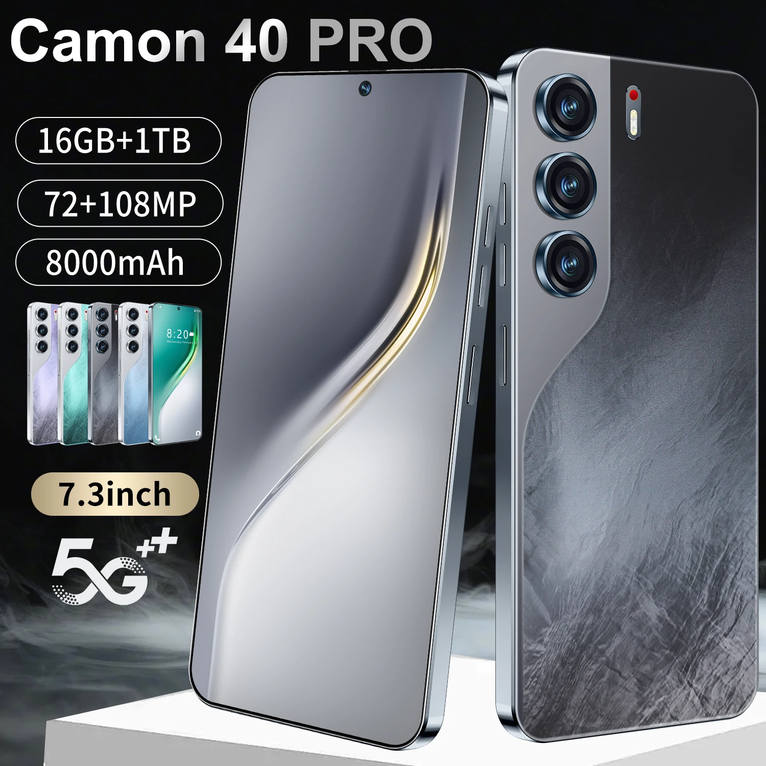 2025 Camon 40 Pro 800 Series 16+32MP Android Phone With Face Recognition  LTE Ready Note Flip Global Unlocked Mobiles in Spanish