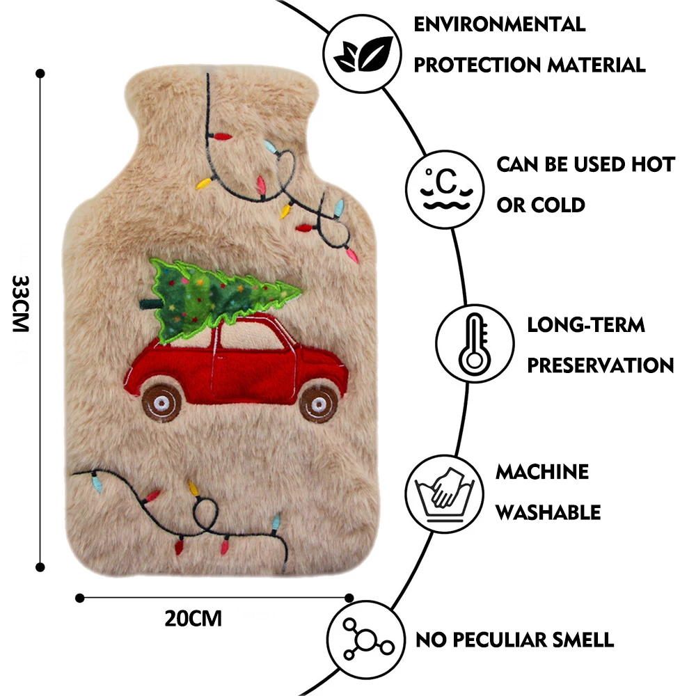 Hot Selling 1000ml Luxury Rubber Hot Water Bag Bottle Christmas Gifts Warm Hands Plush Cover