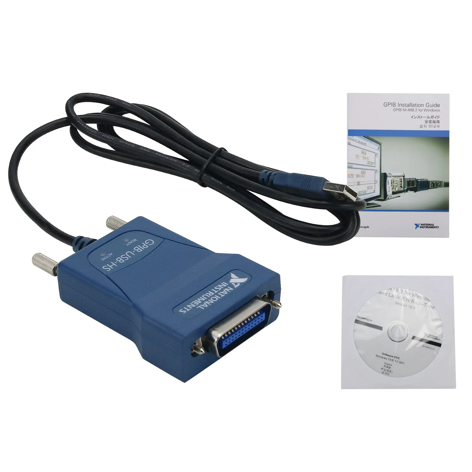 National Instruments GPIB-USB-HSインターフェイスアダプターIEEE488、オリジナルチップ付き