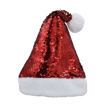 Red Gold Sequin Santa Hat Christmas Decoration Party Dress Up sequin christmas hat