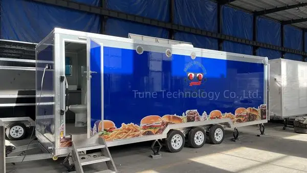 7x22 Fast Food Trailer Ice Cream Mobile Food Truck for Sale Catering Rental Fully Equipped with Single Toilet supplier