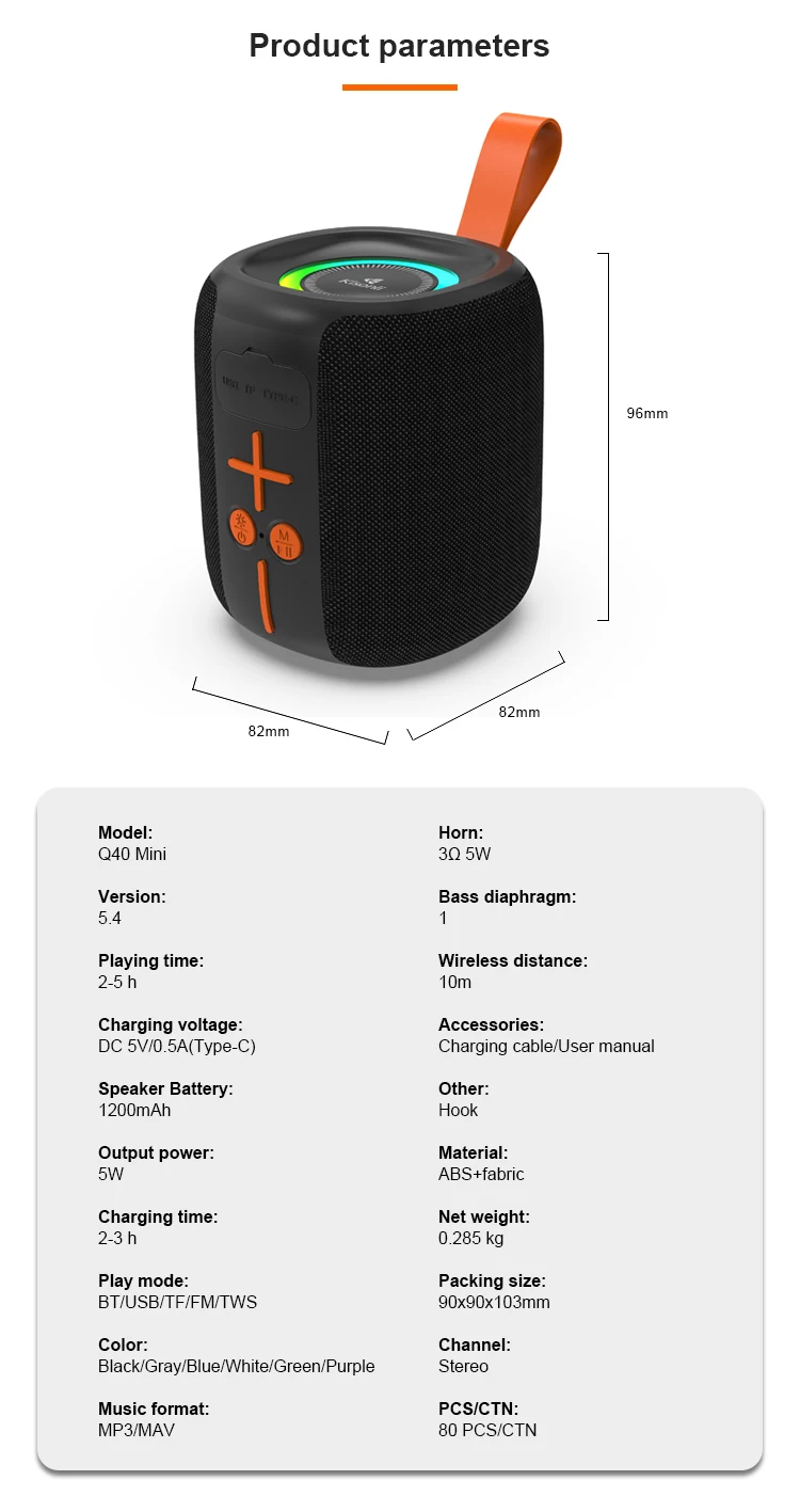 Kisonli Q40 China Manufacturer Mp3 Mini Subwoofer Portable Bt Speaker