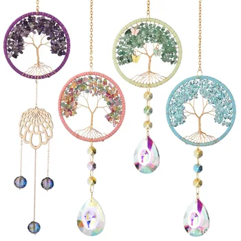 Wholesale Best-selling Crystal Suncatcher Life Tree Suncatcher, Moon Suncatcher Window Decoration Artistic Style Home Pendants