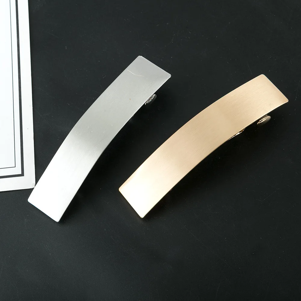 2cm*9cm Silver Golden Flat Rectangle Hair Clips Hairpins Brushed Finish Metal French Barrettes for Women Girls Holder Ponytail