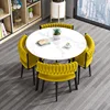 [1 mesa 4 sillas placa de roca] mesa redonda - tela de terciopelo amarillo