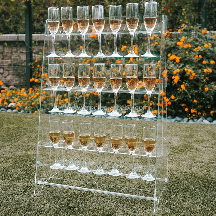 Decor 32" X 22" Tabletop Tower 3 Tier - 21 Drink Holding 2-in-1 Champagne Wall Holder for Party or Donut Stand Acrylic Wedding