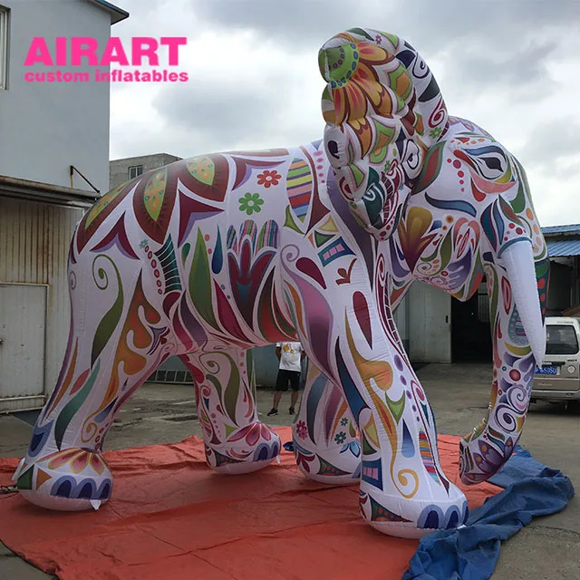 High Circus Performance Animal Inflatable Elephant with 16 Led Colors for Stage Decoration