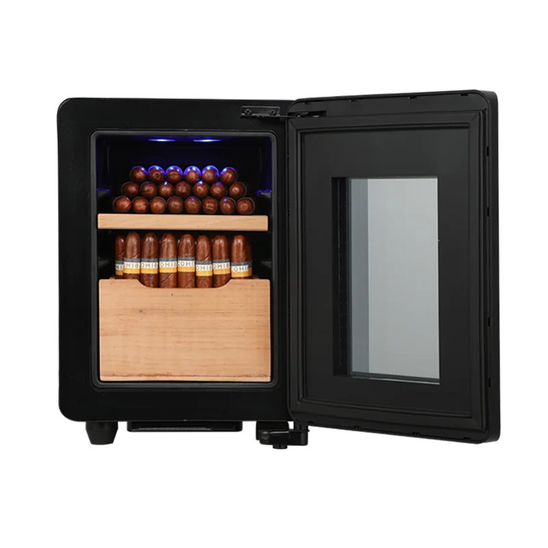 Wholesale Mini Digital Humidifier Hygrometer Thermoelectr Wooden Shelves Electrical Herb Wine Cigar Cooler Humidor