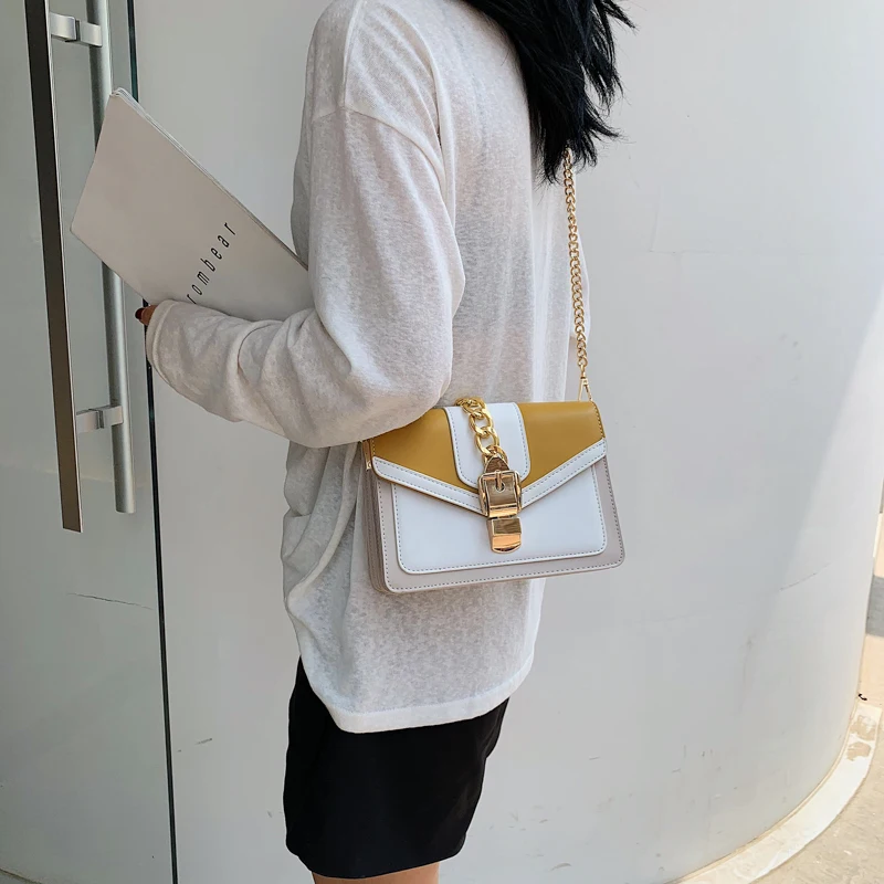 2021 Summer Contrast Color Ladies Cross Body Bag PU Leather