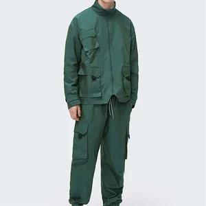 Custom Design Men Windbreaker Multi Pocket Drawstring Cargo Tracksuit