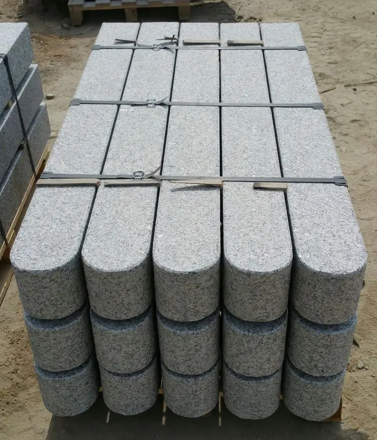 G603 Granite Kerbstone Light Grey Granite Pineapple Kerbstone Driveway Paving Stones Granite Curbstone
