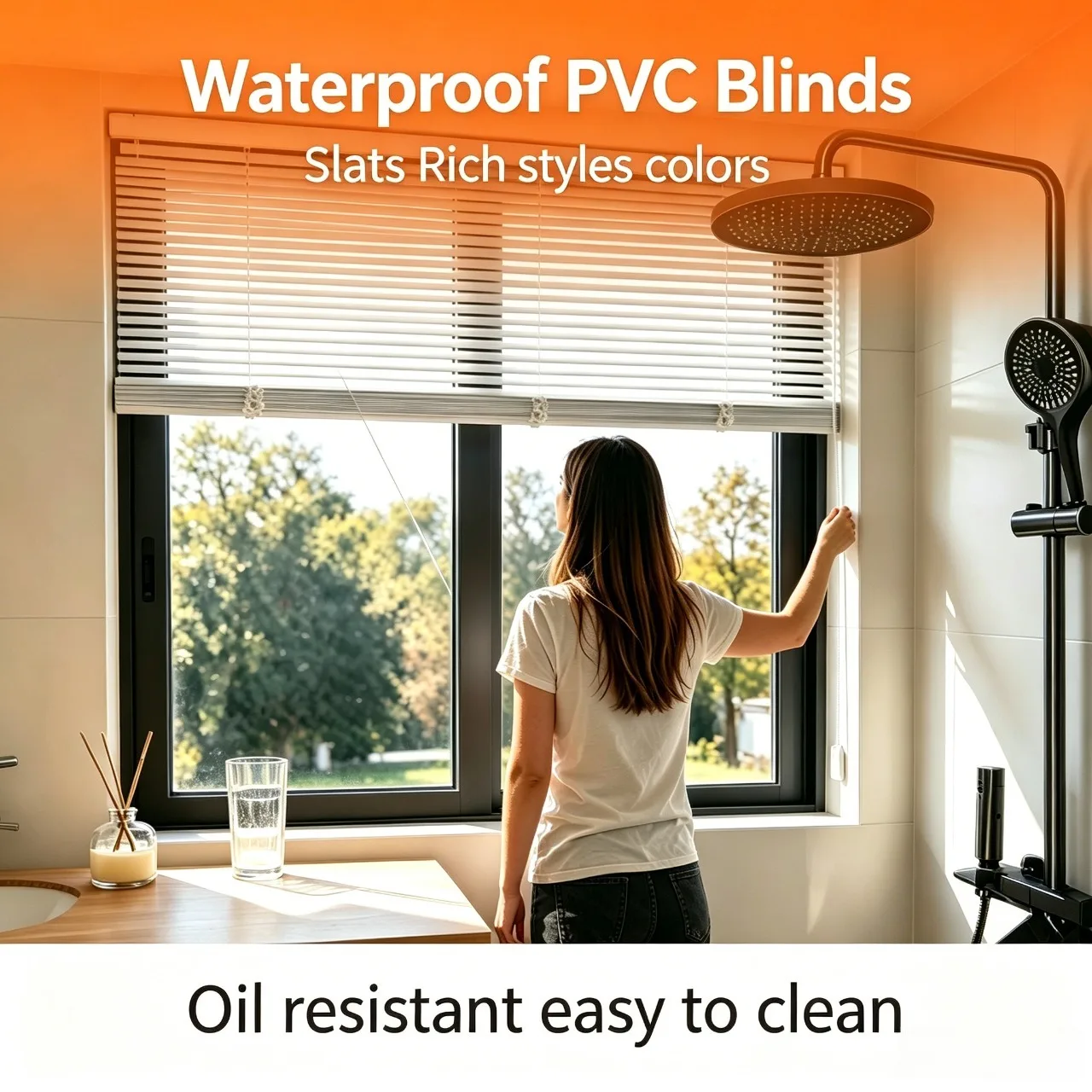 Sustainable Recyclable PVC Blinds Formaldehyde Free Waterproof for Bathroom